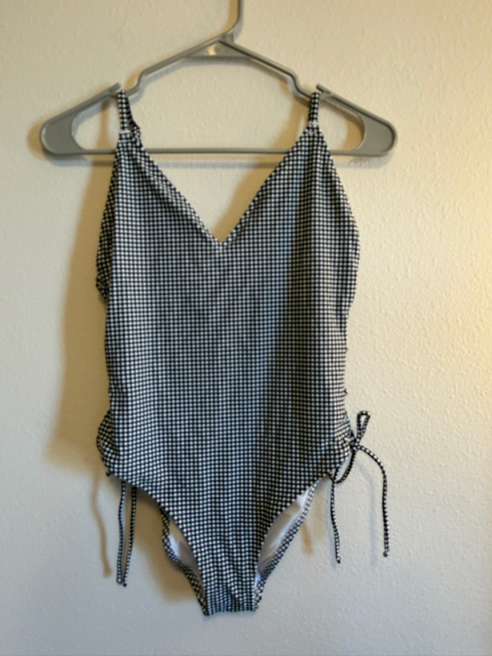 aerie Black and White Gingham One-Piece Swim